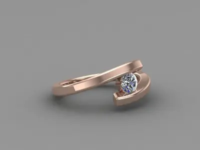 Rose Gold Women Diamond Ring 3D print model 3D print model 8