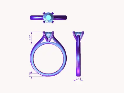 aj-04 solitaire diamond engagement ring 3D print model