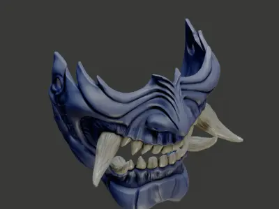 Wearable Oni Mask 14 Demon Half Face Ver 2 3D print model