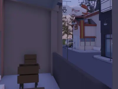 Low poly town in Norway Low-poly 3D model