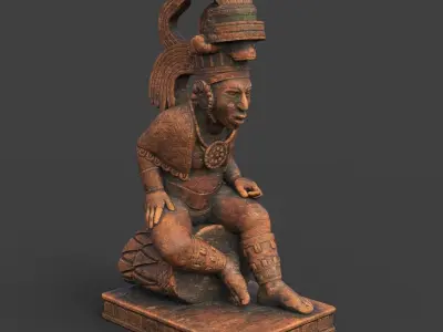 Low poly Mayan Inca Aztec Statue 220508 Low-poly 3D model