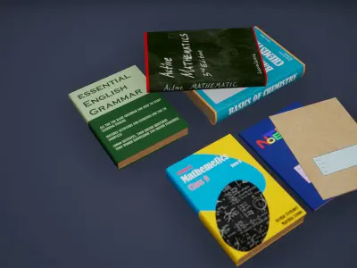 Books Low Poly Game Ready pack of Low-poly 3D model