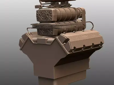 V8 Supercharged Engine High Detail Mechanical Model 3D print model