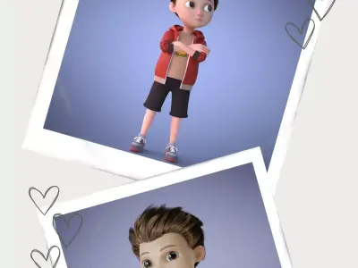 Young Boy Collection 3D Cartoon Rigging 3D model