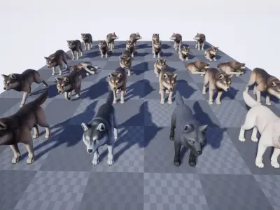 Wolf stylized Low-poly 3D model