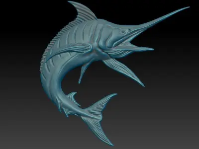Marlin fish 3D print pendent badge model 3D print model