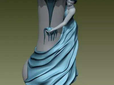 Girl holding a vase of flowers or solid version 3D print model