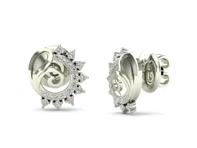 Earrings-6889 pair of rose gold earrings with diamonds 3D print model