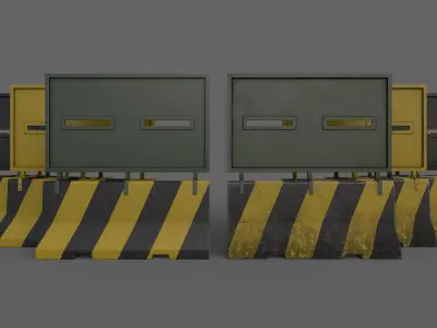 PBR Concrete Roadblock Barrier V2 Low-poly 3D model
