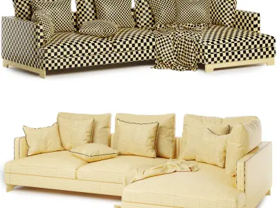 easytime fabric sofa with chaise 3D model