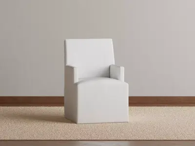 Long Slipcovered Armchair 3D model