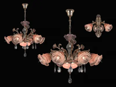 696 Rosata Osgona Collection of Murano Glass Lamps 3D Model Pack