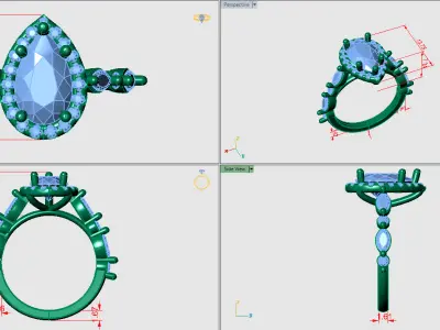 Pear shape solitare with single dimaond on shank 3D print model
