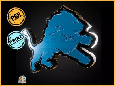 Detroit Lions logo - Cinematic - 3D print 3D model