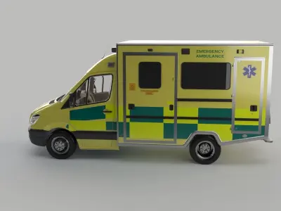 London ambulance based on Mercedes Sprinter England Ambulance EU 3D model