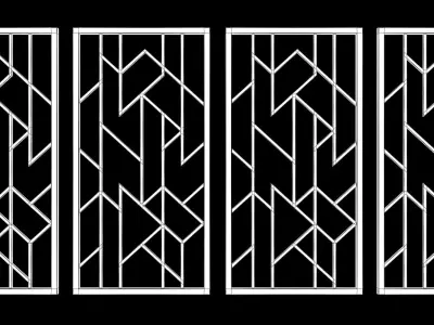 Decorative gold plaster partition screen with geometric pattern 3D model buy