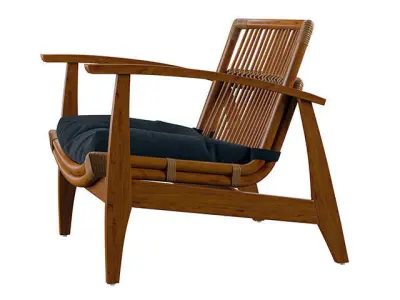 Armchair teak lounge chair with cushion 3D model