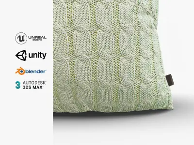 Knitted Sand Cushion with Chain Pattern Low-poly 3D model