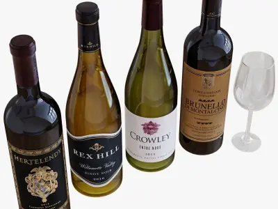 Wine bottle set 12 3D model