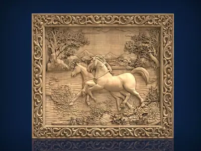 Carved panel painting STL 3D model shop