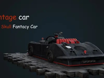 Red Skull Fantacy Vintage Car Low-poly 3D model