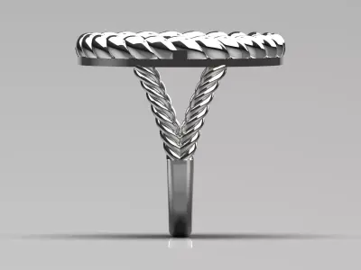 Round stone STL 3D ring with Braided Shank model gr0088 3D print model