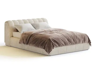 Salami Queen Bed - Maya Cream Boucle 3D model