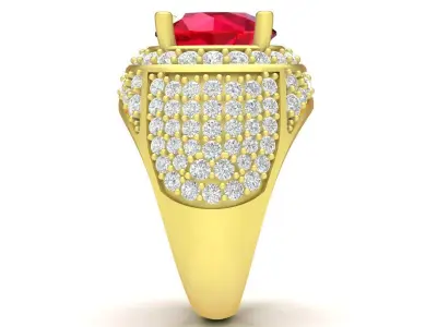 Luxury Round Halo Mens Ring 3D Jewelry Model  3453 3D print model