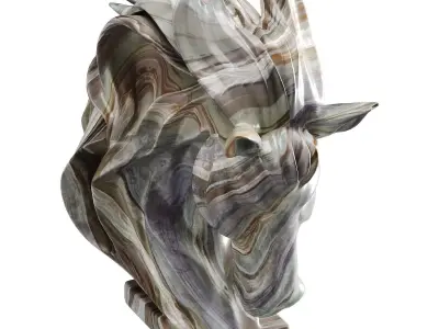 Horse statue Low-poly 3D model 8