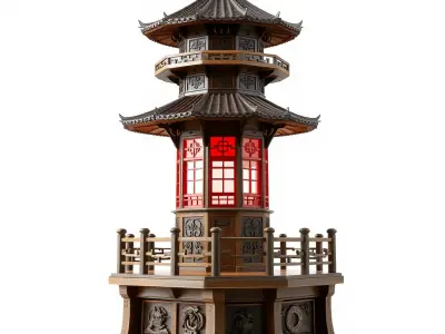 Traditional Pagoda Model Pack for Architectural Visualization Low-poly 3D model