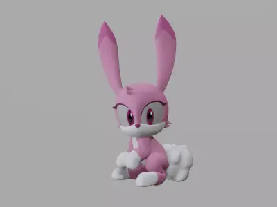 Pink Bunny Sega Low-poly 3D model