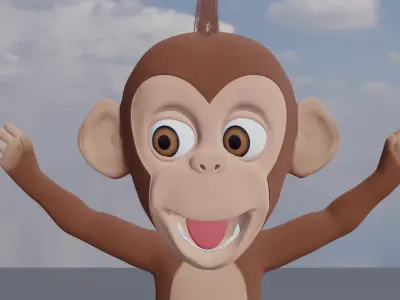 Cartoon monkey RIGGED Low-poly 3D model Low-poly 3D model