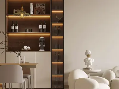 Modern living room dining room interior scenes 369 3D model