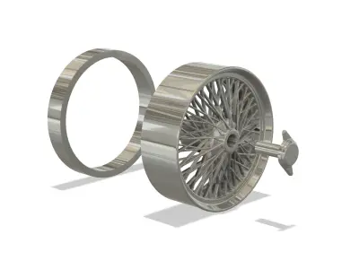 Wire spoke wheel with white wall tire 3D print model