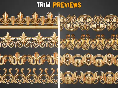 50 Gothic Trim Brushes - Vol 39 3D model