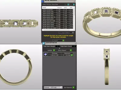 Mi grain Square Cushion Ring  Model RJ 91 3D print model