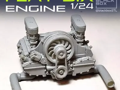 Flat six ENGINE 1-24th for modelkits and diecast 3D print model