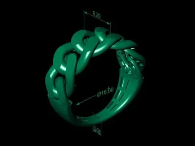 Chain ring - Miami Cuban ring - Link ring - print model 3D print model