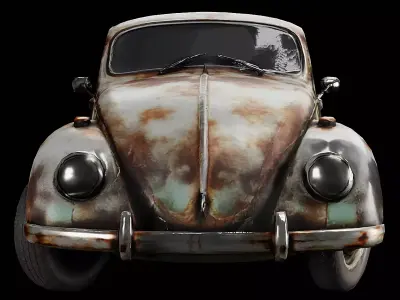 Vintage Compact Coupe Weathered Classic Car Game Ready PBR Low-poly 3D model