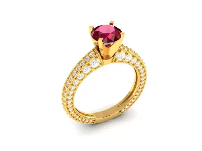 Solitaire Engagement Wedding Rings 3D print model