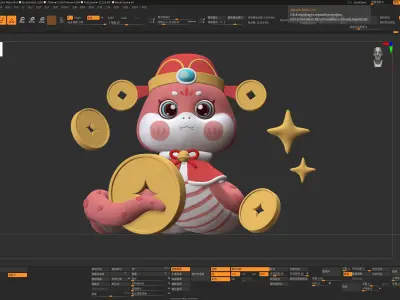 Snake Year IP  Q version cartoon snake Chinese Zodiac Snake 3D model