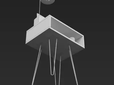 Birch playwood nightstand with accessories 3D model