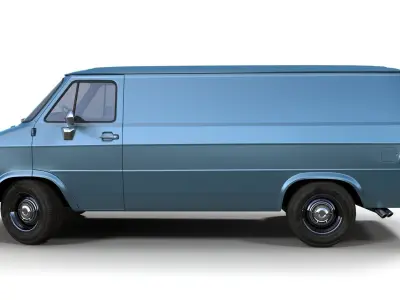 1980s generic industrial van Low-poly 3D model