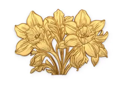mural classic flowers decor ornament 16 3D model