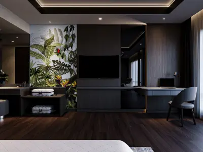 Hotel Suite Bedroom Blender - Fbx - Obj 3D model