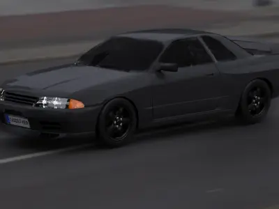 Nissan Skyline GTR R32 Interior Game Ready Low-poly 3D model