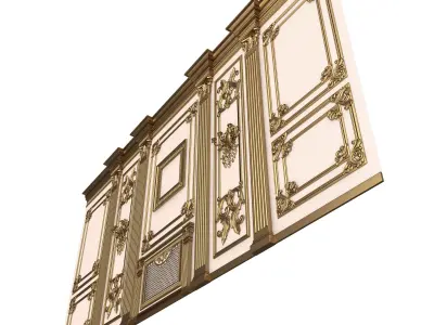 Boiserie Classic Wall with Mouldings 010 White Low-poly 3D model