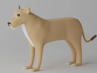 Cartoon Cute Lioness 3D model