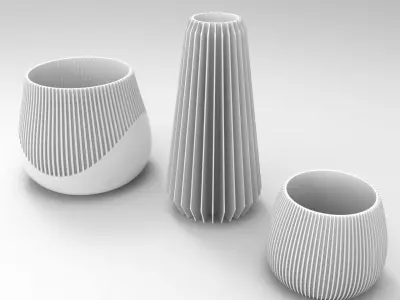 Three decorative vases 3D print model
