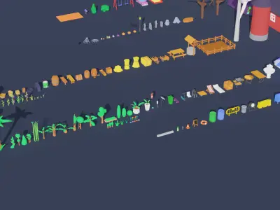 Locations for City and Games Asset Pack Low-poly 3D model